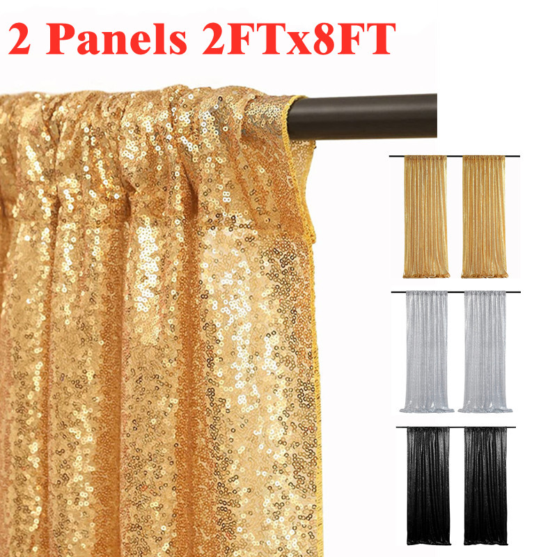 Sequin Fabric Panel - Tende per fondale con paillettes oro/argentate,