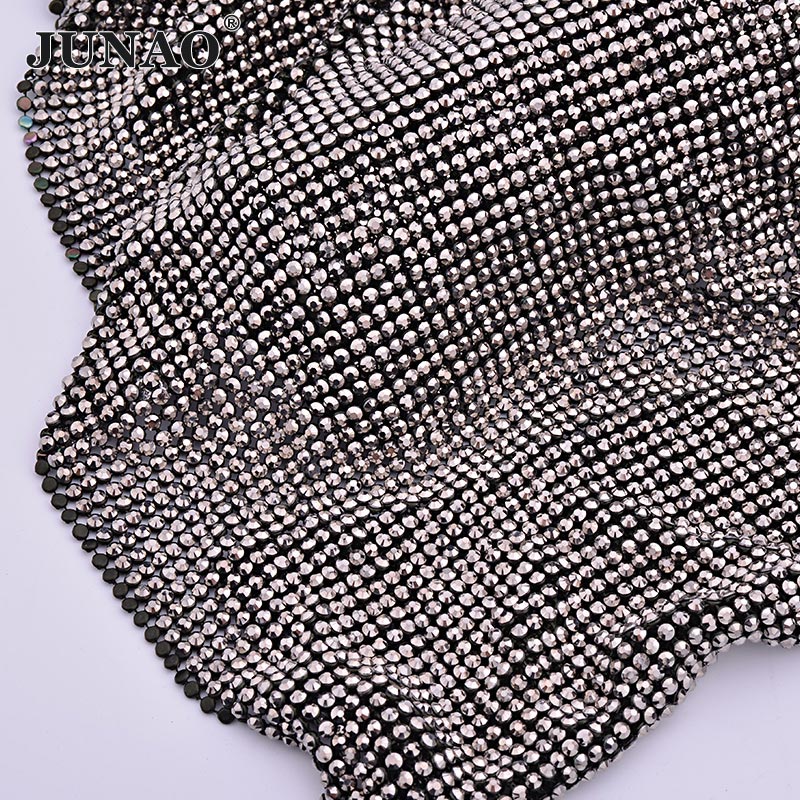 Hotfix Rhinestone Sheet - Junao 45*120 Centimetri Oro Nero di