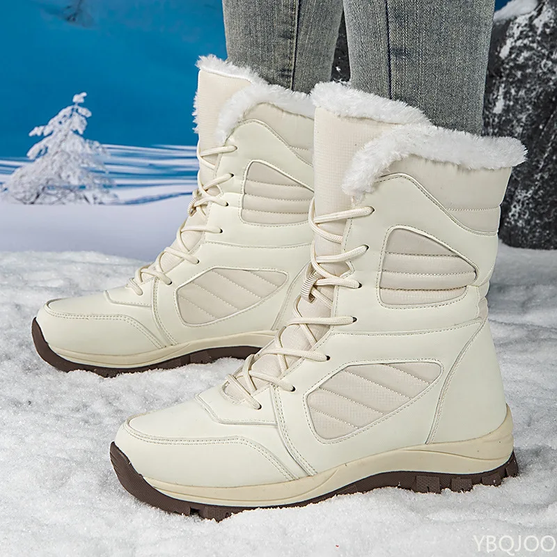 Guipure Lace Panel - Scarpe da uomo invernali alte, spesse,