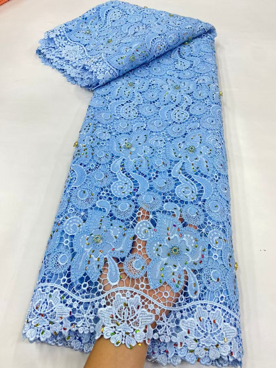 Crystal Mesh Fabric - Ultimo tessuto di pizzo guipure cavo